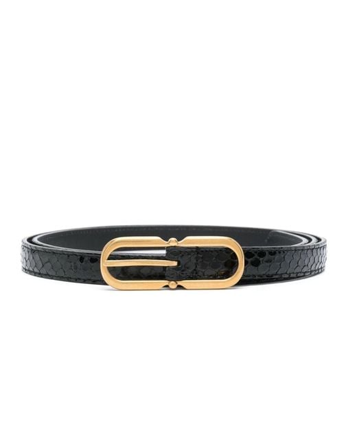 Saint Laurent Black Allongee Thin Leather Belt for men