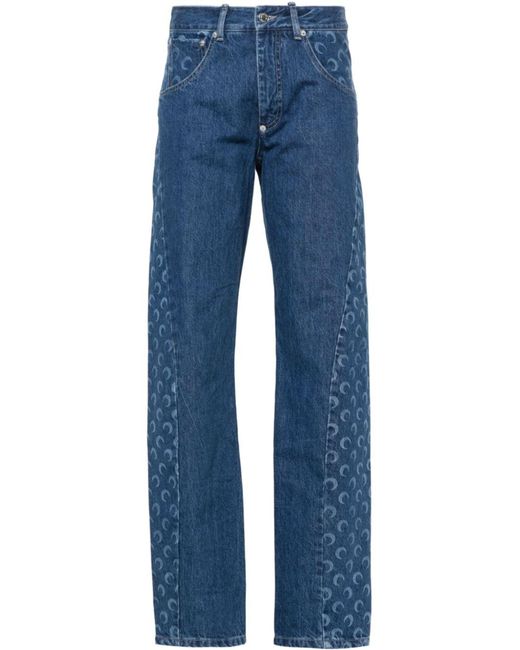 MARINE SERRE Blue Deadstock Straight-Leg Jeans