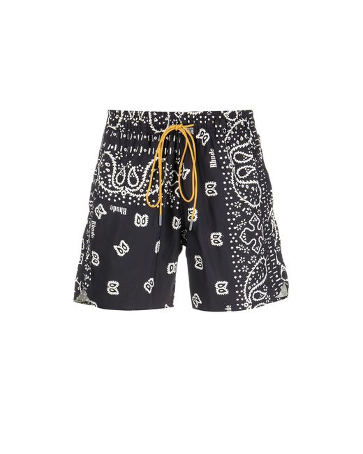 Rhude Black Bandana Print Swim Shorts for Men Lyst
