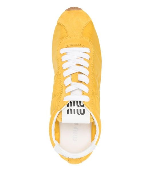 Miu Miu Yellow Plume Sneakers