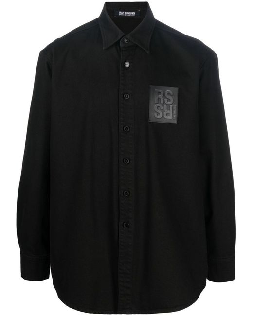 Raf Simons Black Logo-patch Denim Overshirt for men