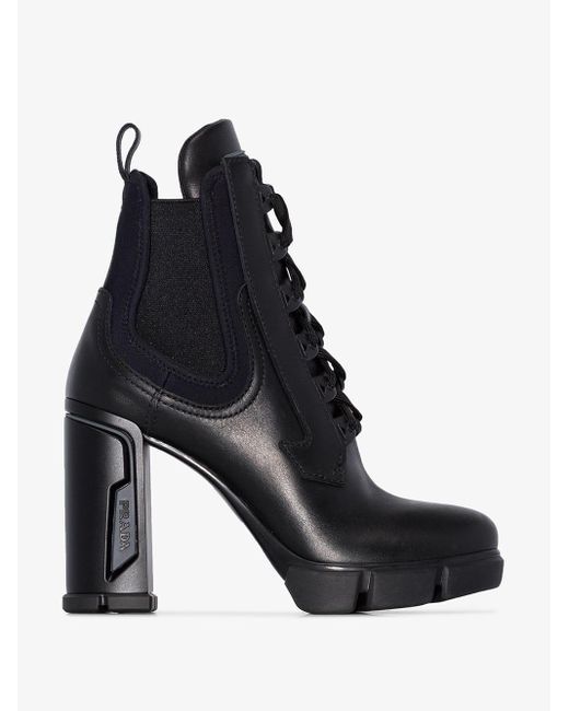 Prada Black Lace-up 110mm Military Ankle Boots