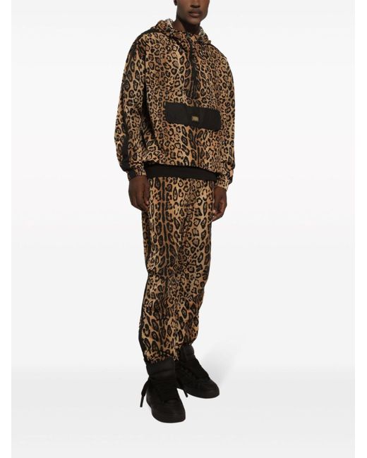 Dolce & Gabbana Brown Leopard-print Track Pants - Men's - Polyester/polyamide for men