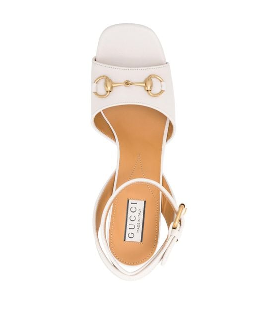 Gucci Natural White Horsebit 100 Leather Sandals