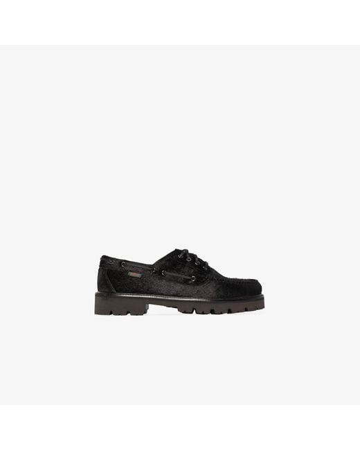 G.H.BASS Black Jetty Lug Leather Boat Shoes for men