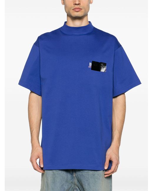 Balenciaga Blue Gaffer Political Campaign Cotton T-shirt - Unisex - Cotton for men
