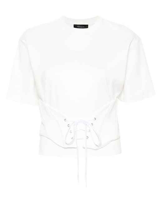 Mugler White Corseted Cotton T-shirt - Women's - Polyamide/cotton/elastane
