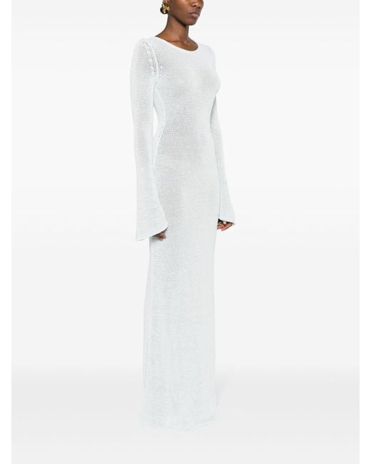 AYA MUSE White Ocra Knitted Maxi Dress