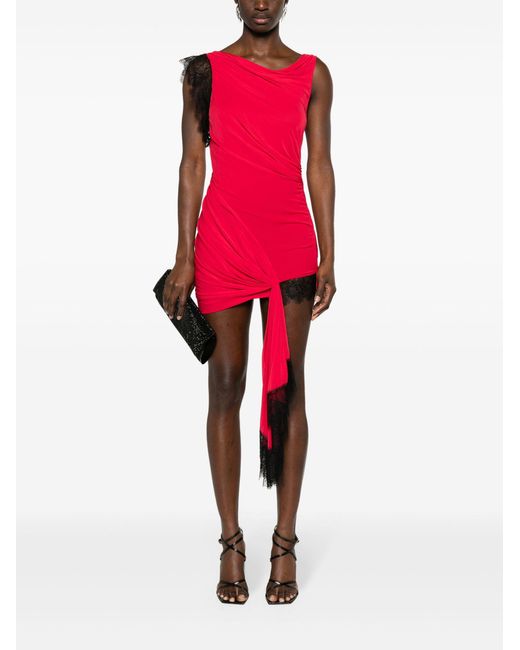 Christopher Esber Red Galathea Asymmetric Mini Dress - Women's - Rayon/polyamide/polyester
