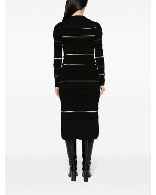 Proenza Schouler Black Rachel Striped Midi Dress