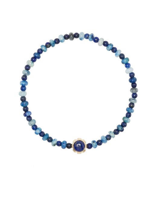 Luis Morais Blue 14k Yellow Rotary Gemstone Bracelet - Men's - 14kt /lapis Lazuli/turquoise for men