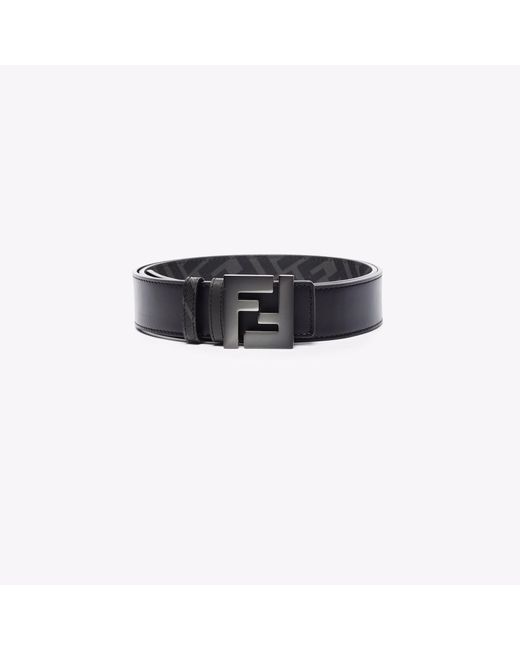 Fendi Black Ff Logo Reversible Leather Belt for men