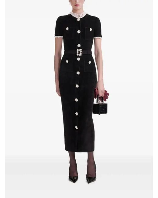 Self-Portrait Black Embellished Button Dress