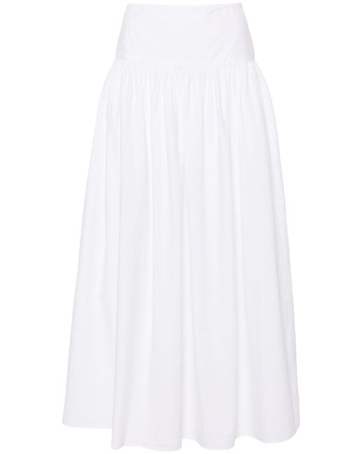 The Row White Leddie A-line Cotton Skirt