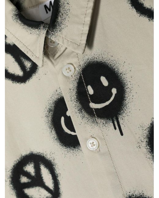 Molo White Neutral Graffiti Print Short Sleeve Shirt