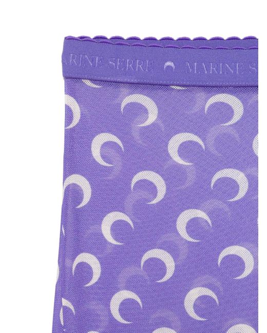 MARINE SERRE Purple Moongram-Print Tights