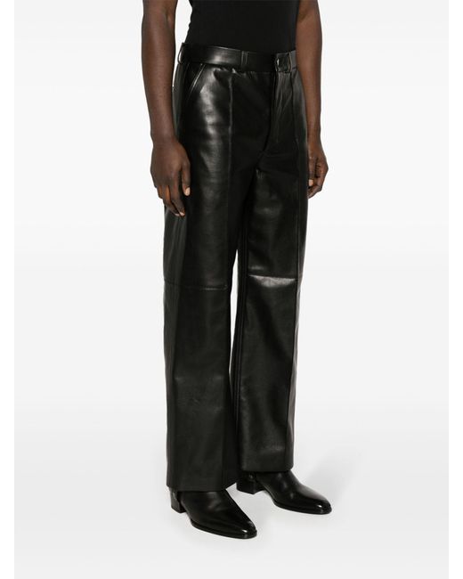 Nanushka Black Dax Faux-leather Wide-leg Trousers for men