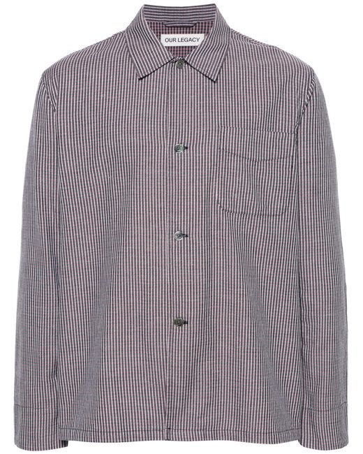Our Legacy Purple Box Checked Long-sleeve Shirt for men