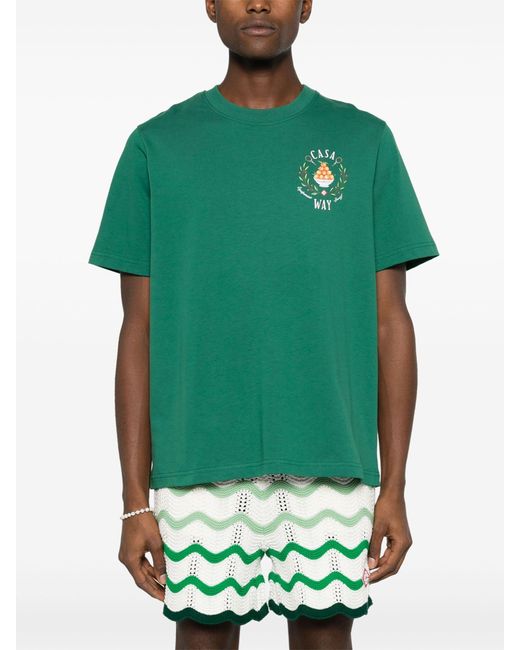 Casablancabrand Green Casa Way Graphic-print T-shirt for men