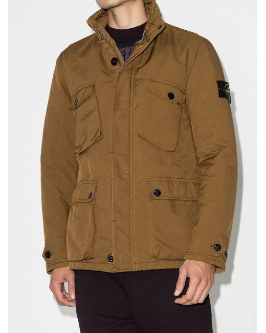 Stone Island Synthetic Padded Military Jacket in Brown for Men - Lyst