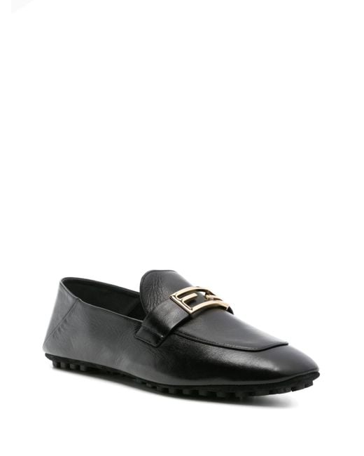 Fendi Black Baguette Leather Loafers - Women's - Calf Leather/rubber/calf Suede/nappa Leather