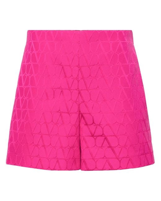 Valentino Garavani Pink Vlogo Jacquard Tailored Shorts