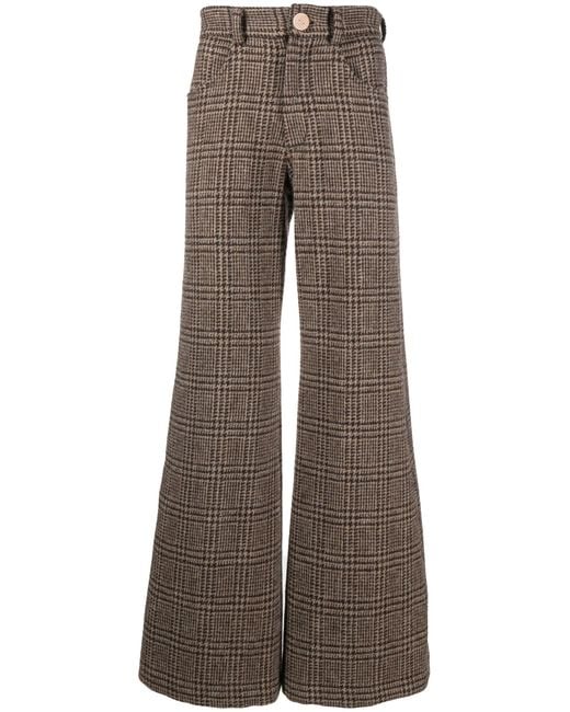 BETHANY WILLIAMS Brown Houndstooth Wool Flared Trousers for men