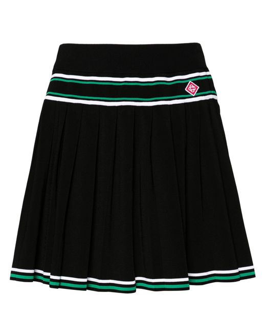 Casablancabrand Black Knitted Pleated Miniskirt