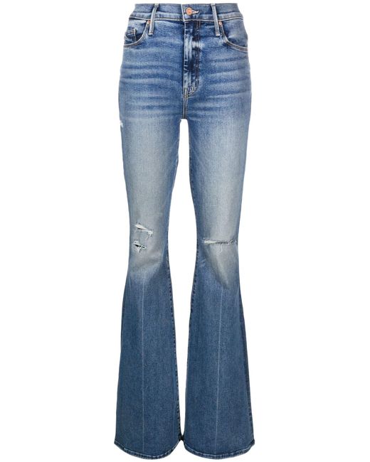 Mother The Super Cruiser High-rise Flared Jeans in Blue | Lyst