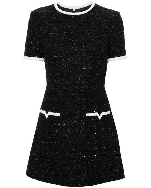 Valentino Garavani Black Glaze Tweed Mini Dress