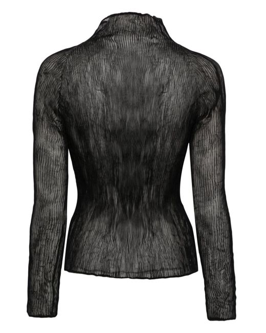 Issey Miyake Black Semi-sheer Pleated T-shirt