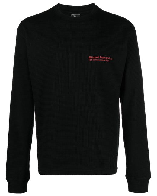 GR10K Black Demand Mesh Waffle-knit Cotton Sweatshirt for men