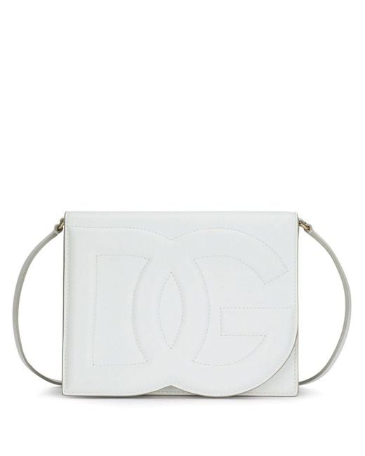 Dolce & Gabbana White Dg Logo Leather Cross Body Bag
