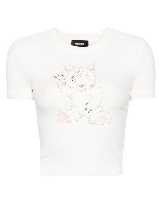 we11done White Doodle Monster Short-sleeve T-shirt - Women's - Polyurethane/cotton