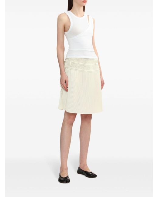 Helmut Lang White Neutral Pleated Satin Skirt