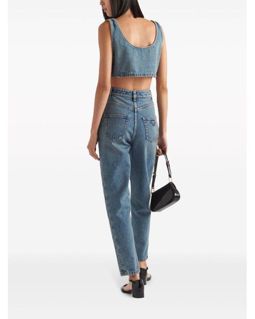 Prada Blue Cropped Denim Tank Top