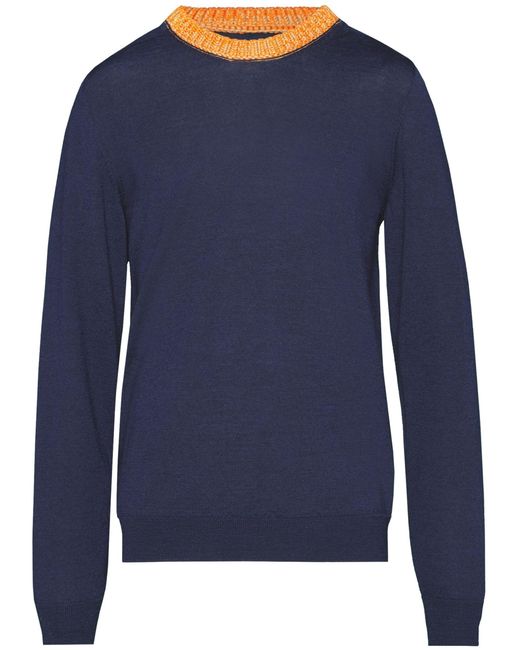 Maison Margiela Blue Contrast-neck Wool Sweater - Men's - Wool for men