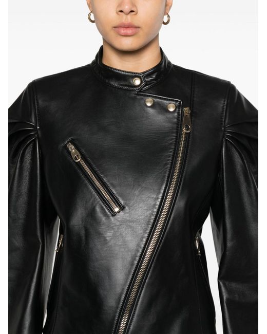 Chloé Black Asymmetric Leather Biker Jacket
