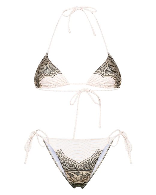 Jean Paul Gaultier White Neutral Cartouche-print Bikini
