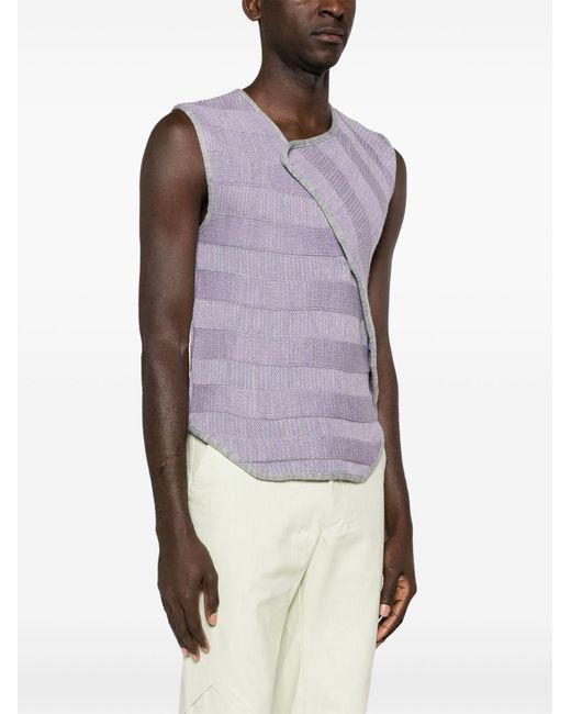 AV VATTEV Purple Striped Wrap Vest - Men's - Acrylic for men