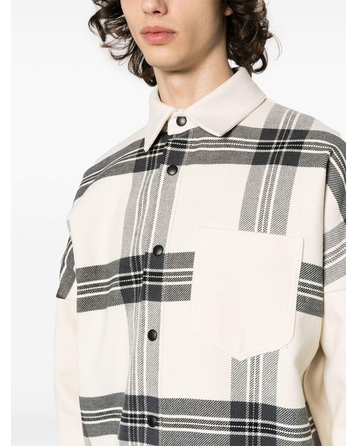 Palm Angels Gray Neutral Plaid-pattern Flannel Shirt - Men's - Cotton/polyester for men