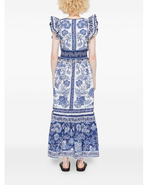 Farm Rio Blue Shell Garden Maxi Dress