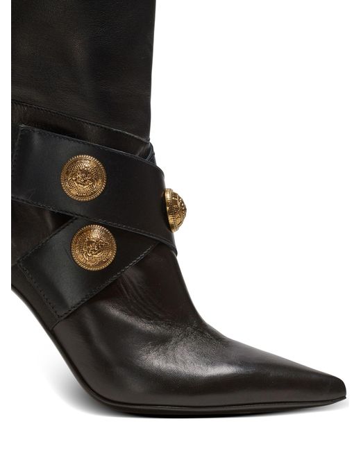 Balmain Black Leather Alma Knee-high Boots 95