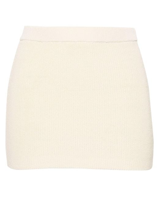 AYA MUSE Natural Neutral Kivu Ribbed-knit Mini Skirt - Women's - Cotton/polyamide