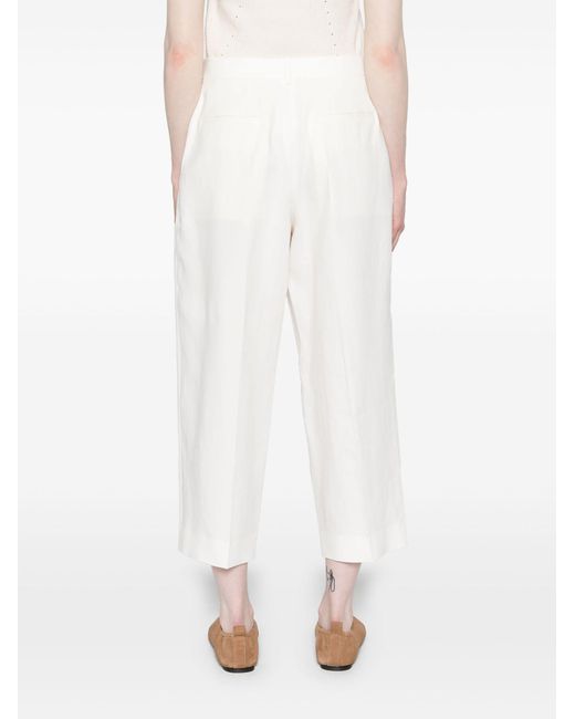 The Row White Tonnie Pleat-detail Cropped Trousers