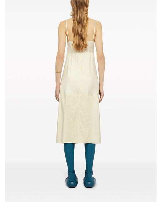 Jil Sander White Neutral Cotton-blend Midi Dress