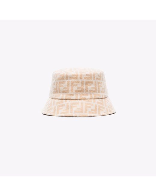 Fendi Neutral Ff Jacquard Wool Bucket Hat in Natural - Lyst