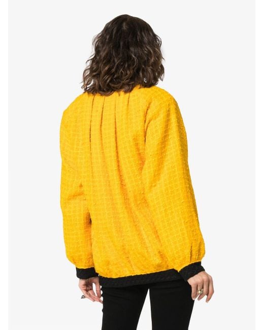 Gucci Oversize Tweed Bomber Jacket in Yellow Lyst