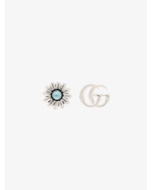 Gucci Double G Flower Stud Earrings - Women's - Topaz/sterling 