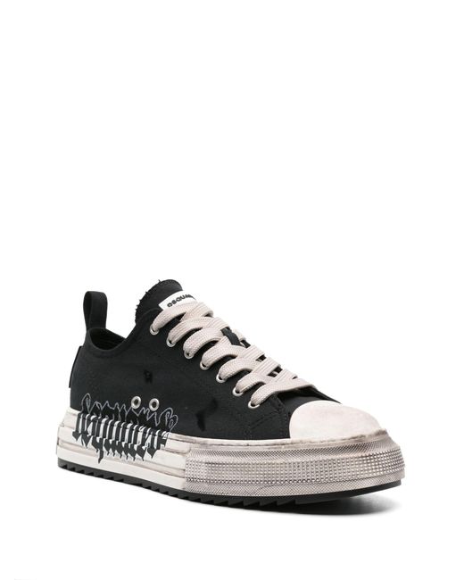 DSquared² Black Berlin Canvas Flatform Sneakers - Men's - Rubber/fabric for men